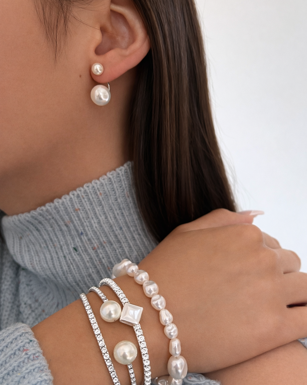 Soft Power Double Pearl Earrings