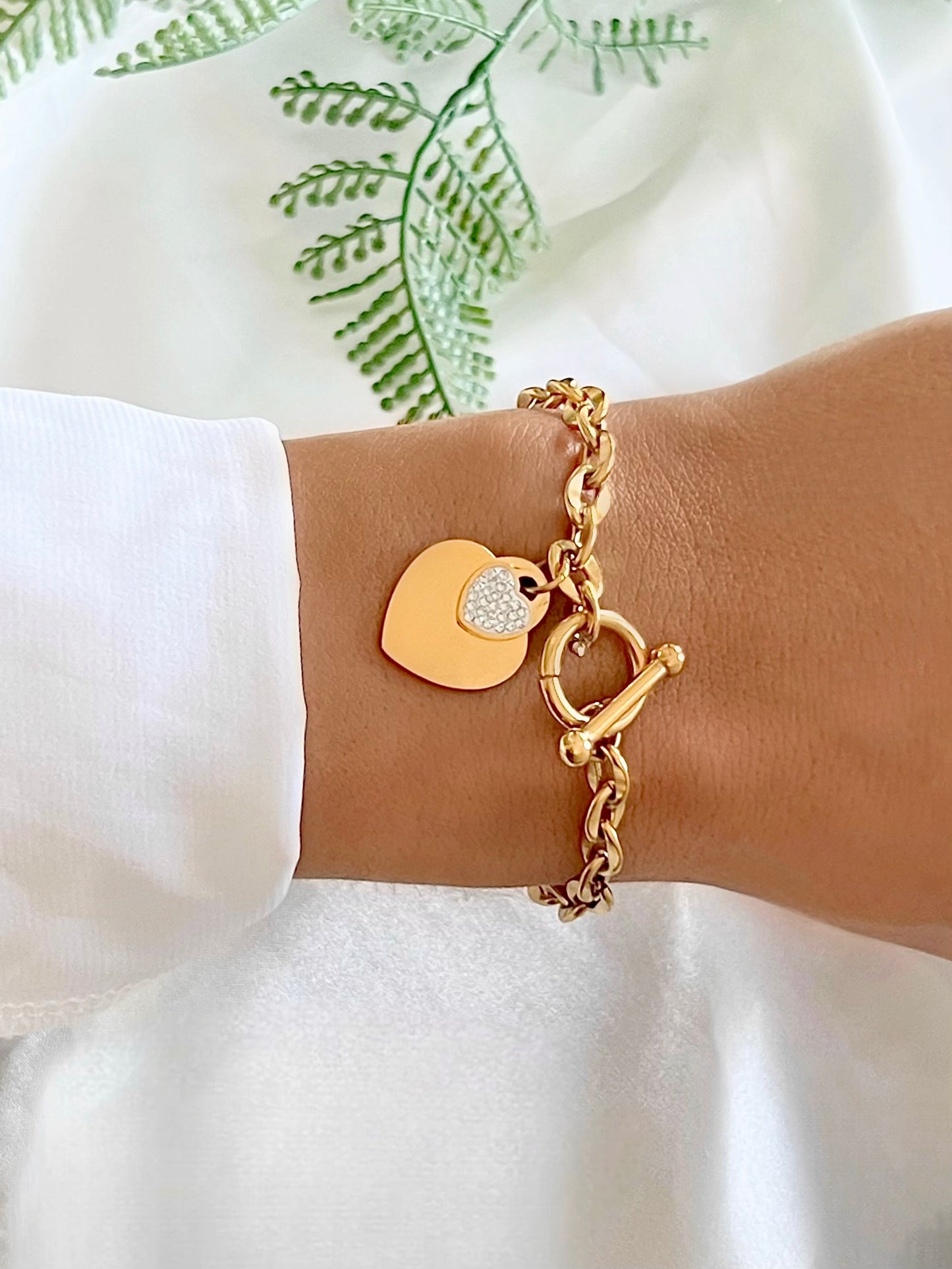 Gold Heart Charm Bracelet