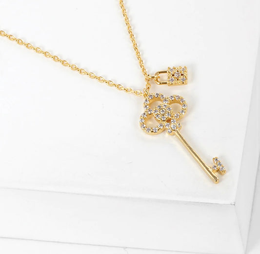 Lock and Key Charm Necklace