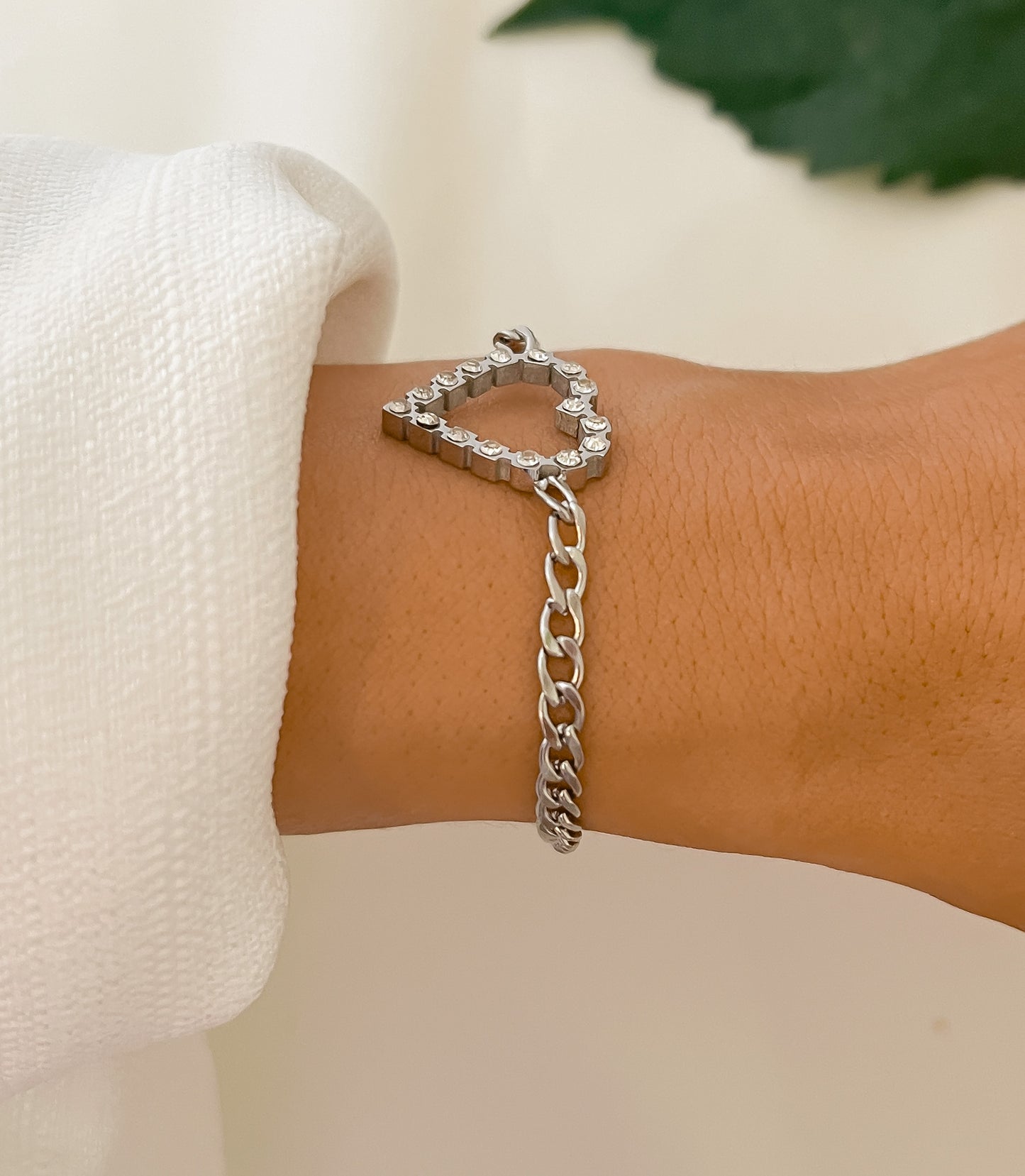 Silver Diamond Heart Bracelet