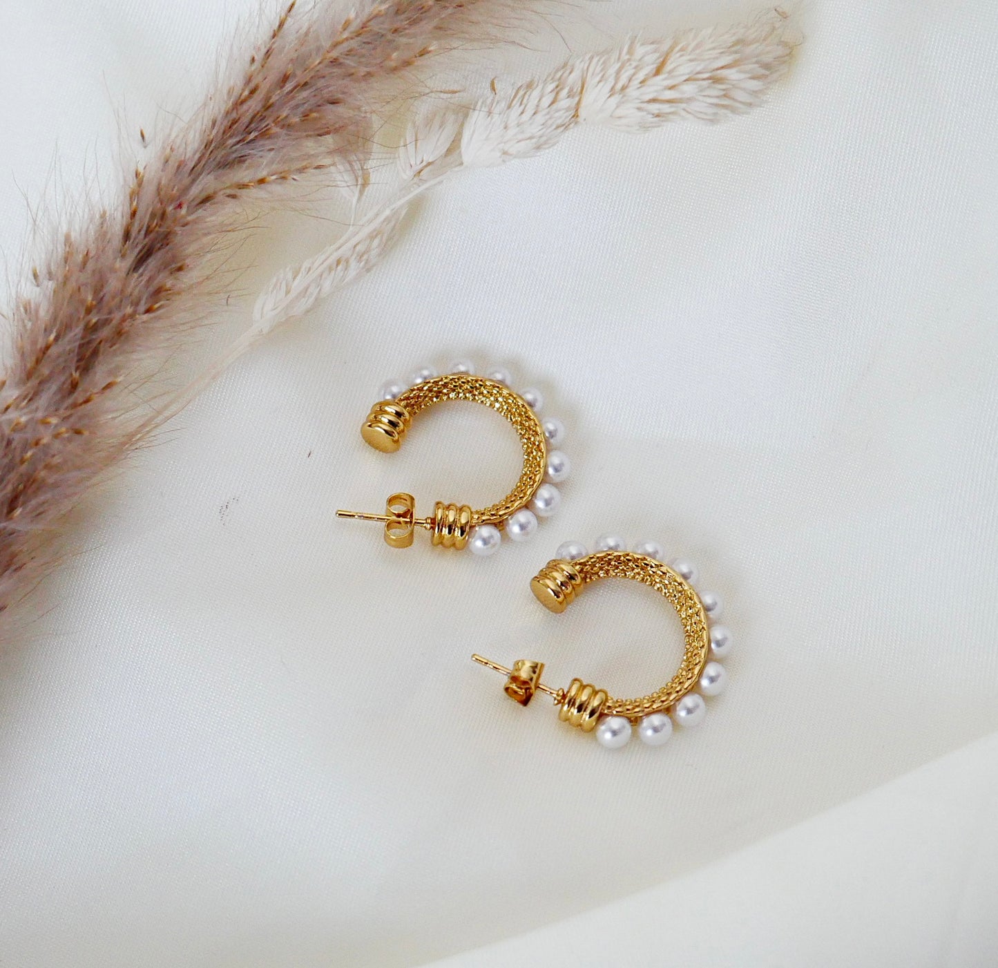 Pearl Textured Hoops