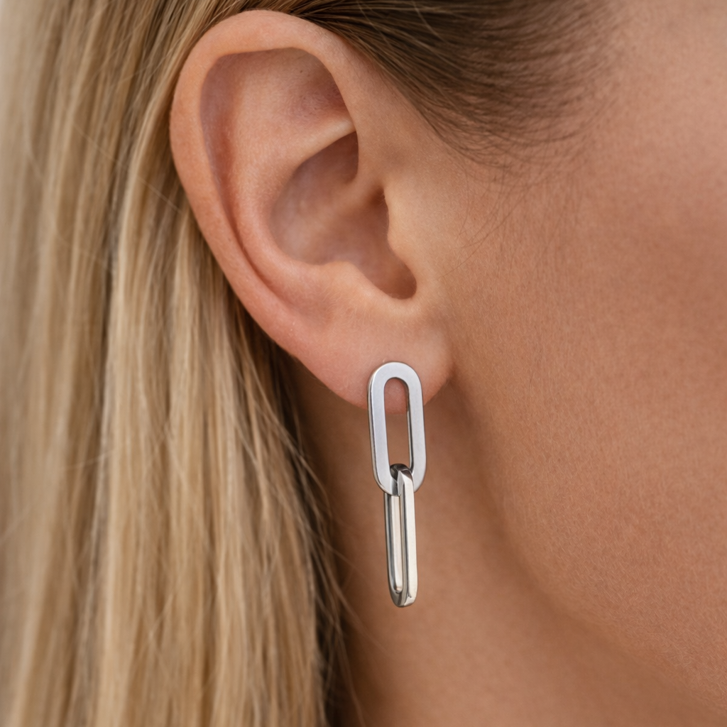Regal Link Huggie Earrings