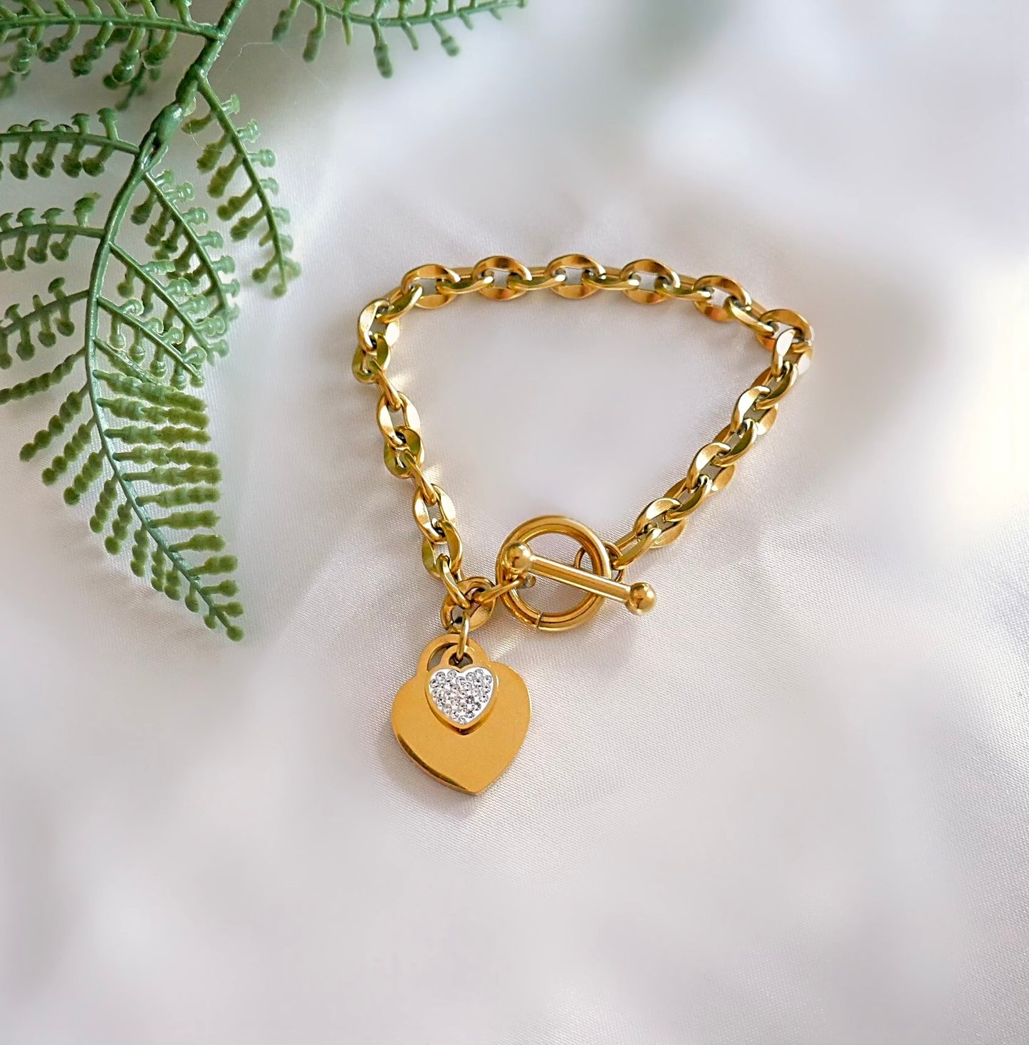 Gold Heart Charm Bracelet