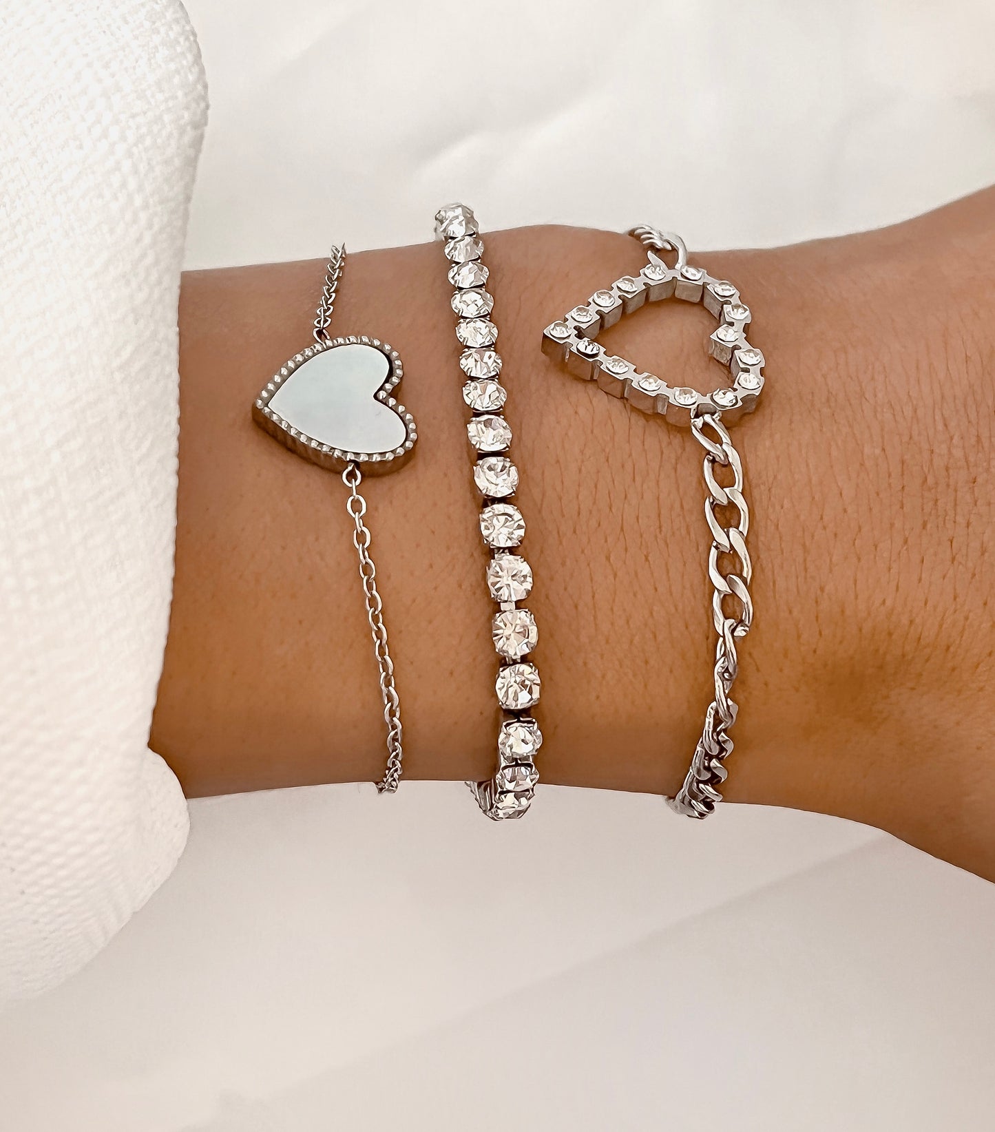 Silver Diamond Heart Bracelet