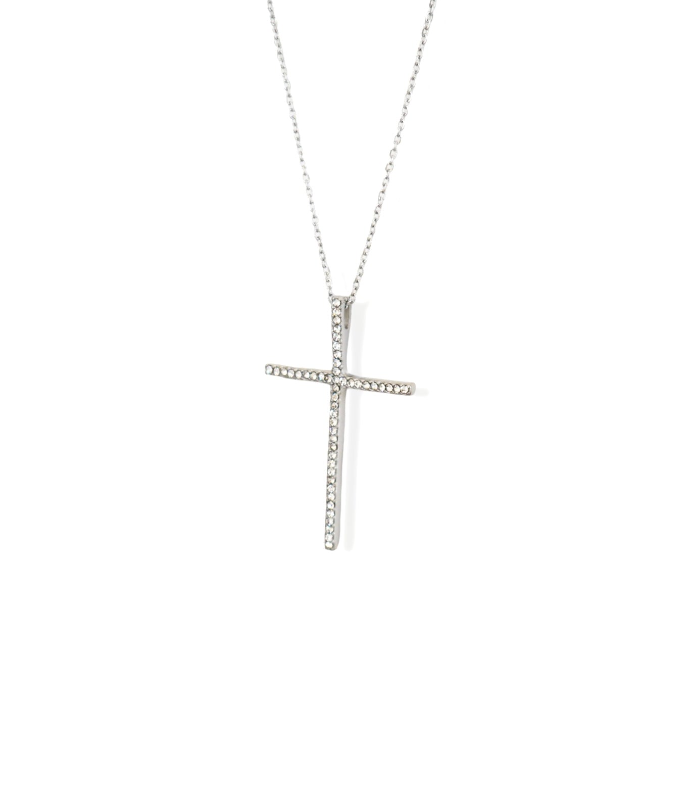 Slender Diamond Cross Necklace