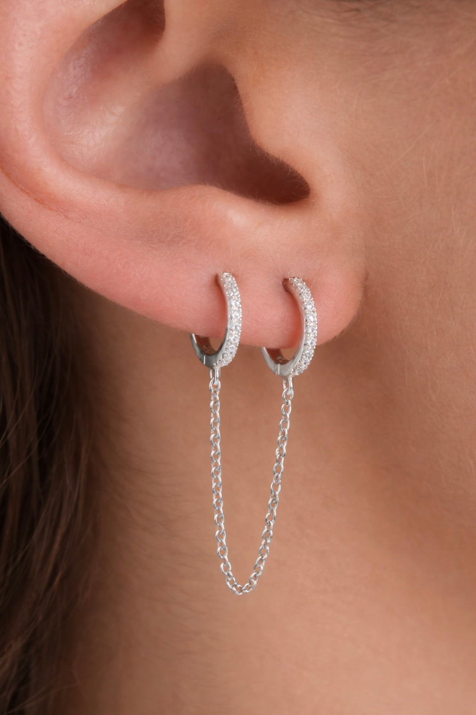 Double Hoop Earring Chain Set