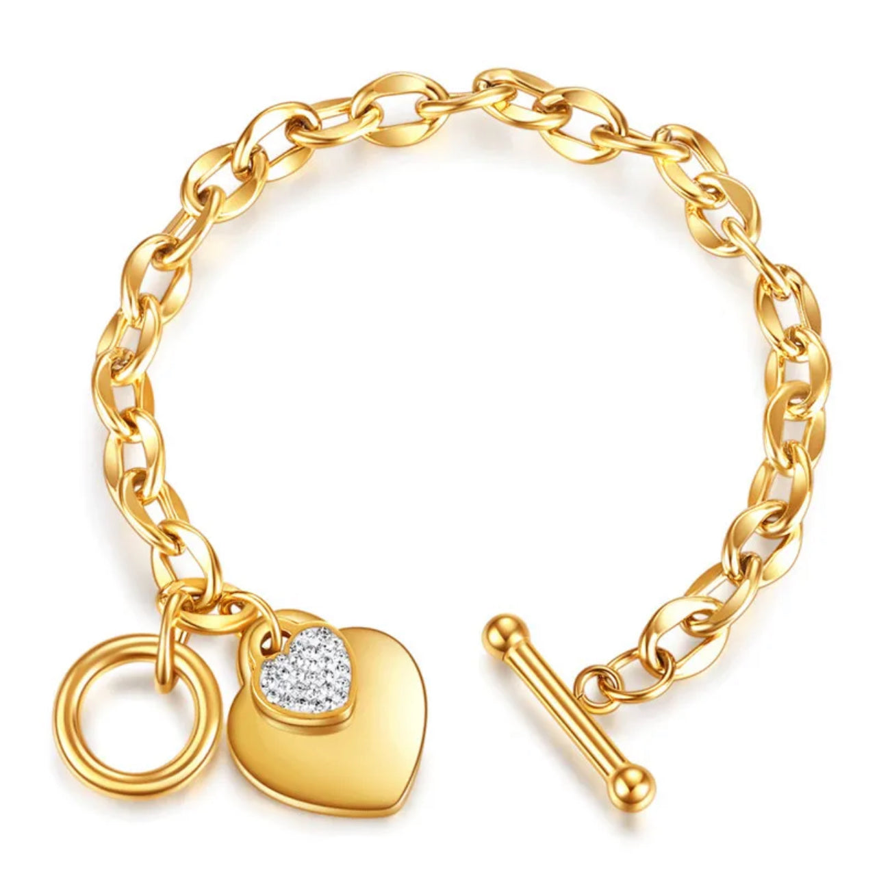 Gold Heart Charm Bracelet