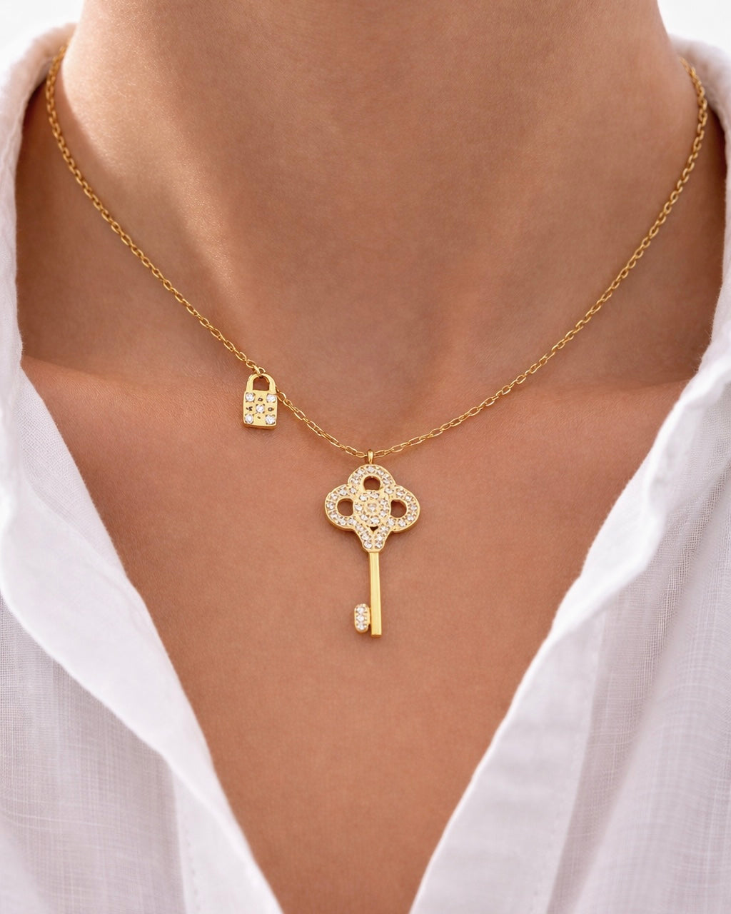 Lock Me Down Necklace - Gold