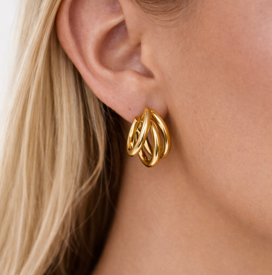 The Boss Triple Hoop Studd Earrings