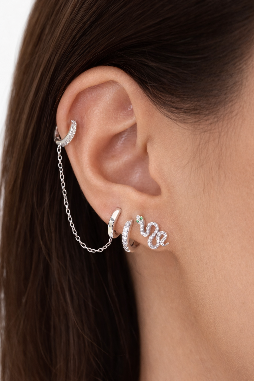 Double Hoop Earring Chain Set
