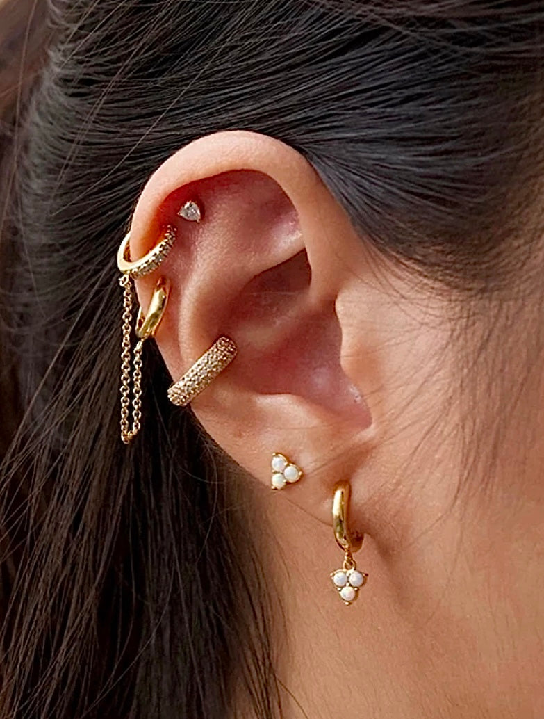 Gold Silver Cuff Chain Double Huggie Earring Wrap Crawler Piercing Earring  Gift - Walmart.com