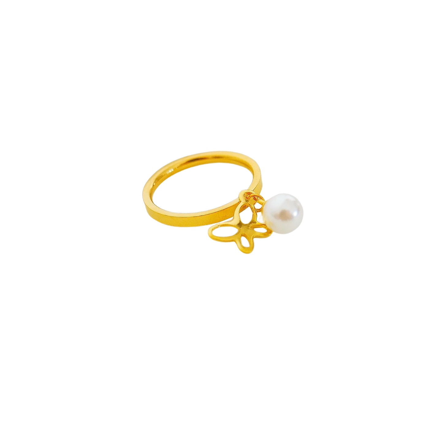 Pearl Butterfly Charm Ring