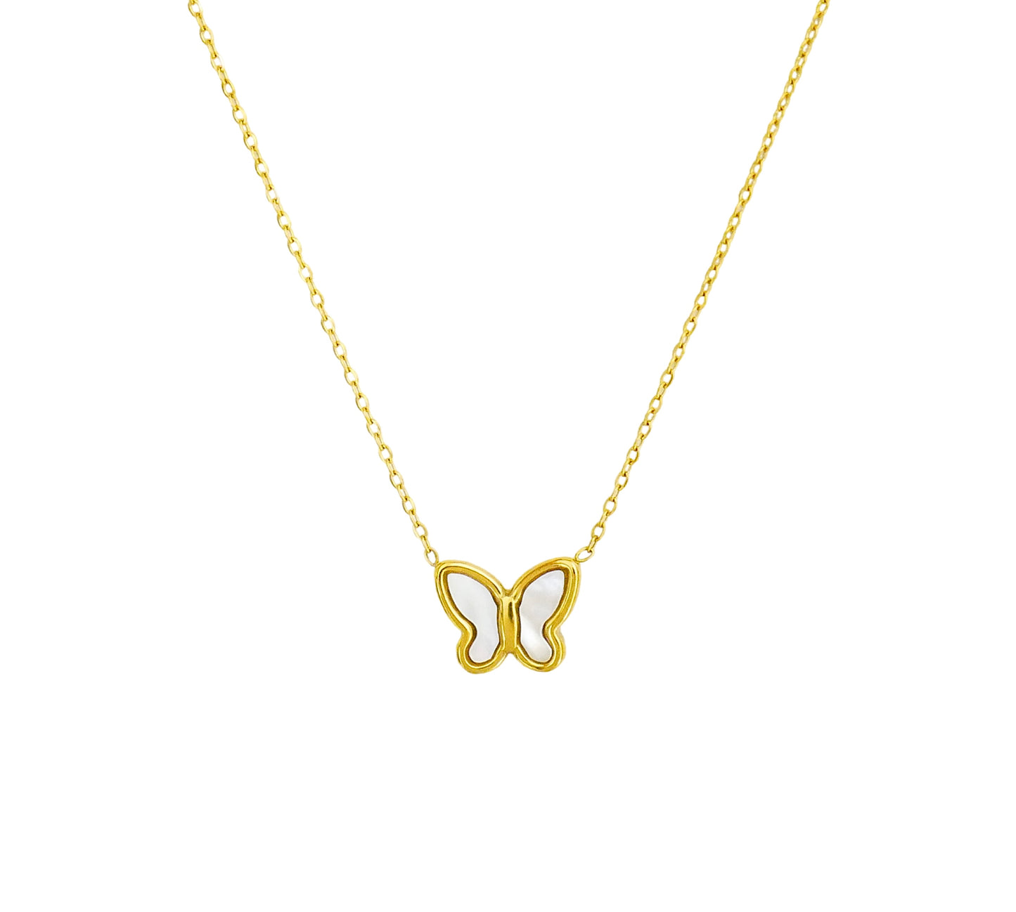 Dainty White Shell Butterfly Necklace