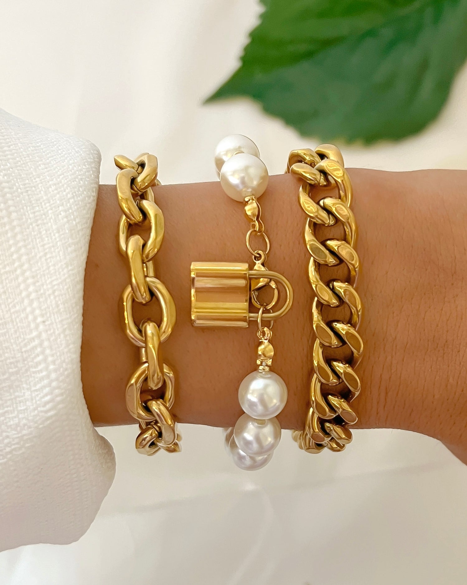 Meret Bracelet Set | Gold Chain Bracelet | Chain Bracelet | Pearl Bracelet