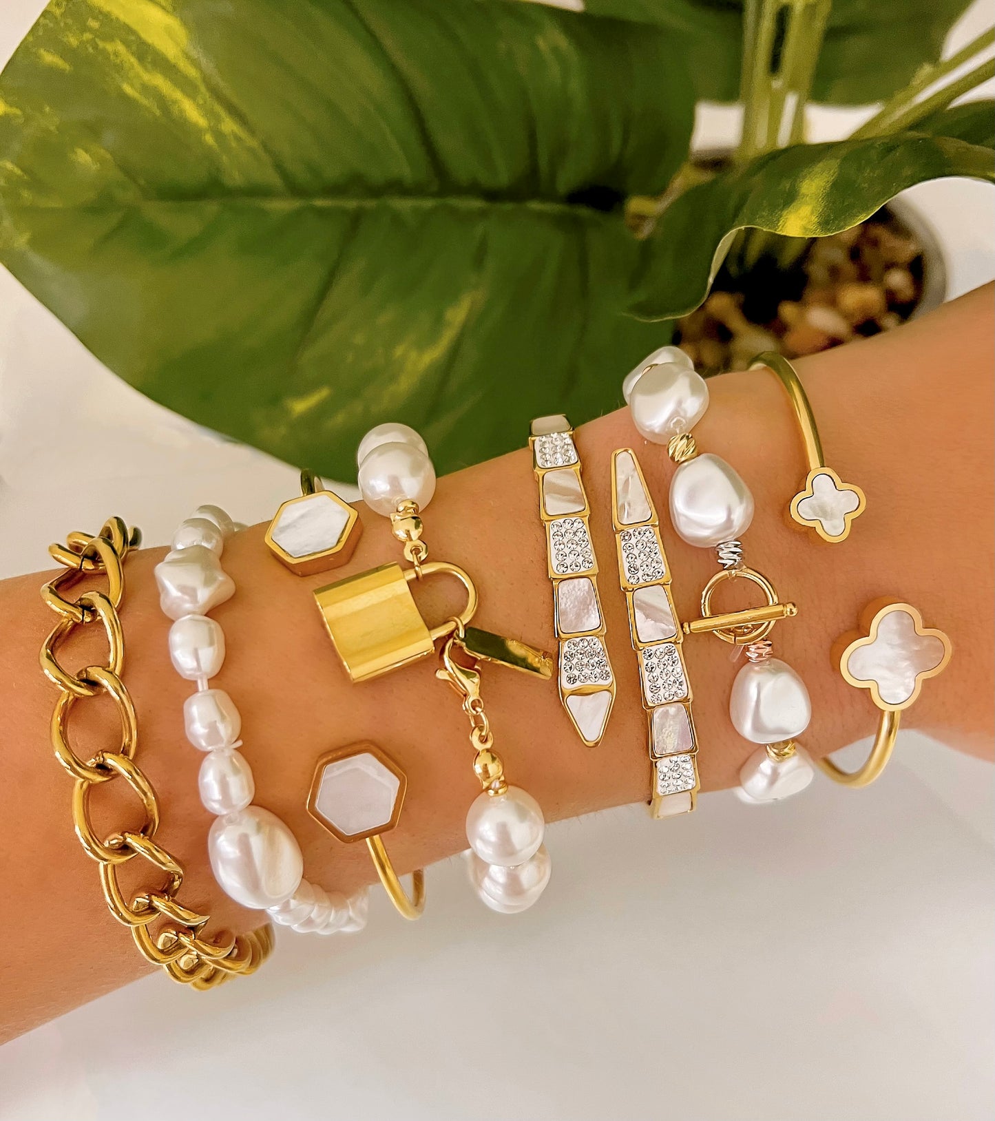 Farida Bracelet | Bracelet | Pearl Bracelet Gold | Pearl Bracelet | Chain Bracelet | Gold Cuff Bracelets