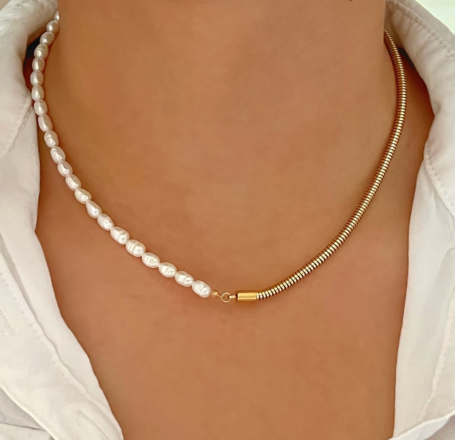 Celleen Necklace | Pearl Necklace | Silver Necklace