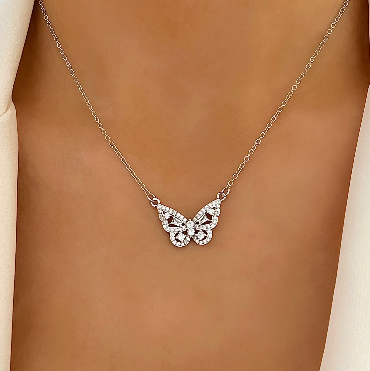 Tullia Necklace | Silver Necklace | Butterfly Necklaces | Butterfly Chain 